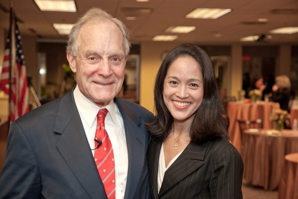 Renée with Charley Ellis at our October, 2012 Behavioral Finance Reception. (Although a card-carrying Yale grad, note Charley's HBS tie.)