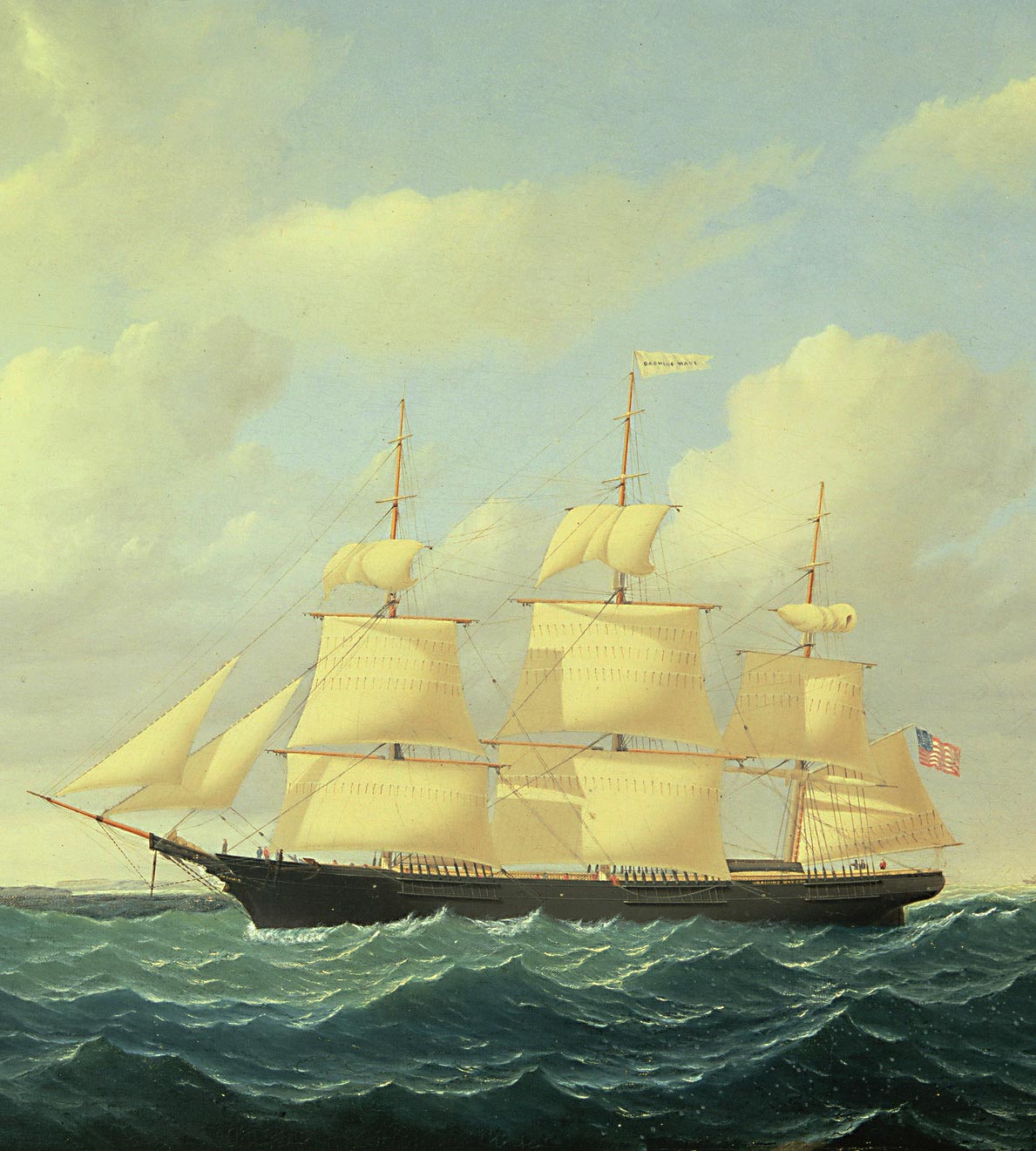 William Bradford Clipper Ship off Boston Lighthouse